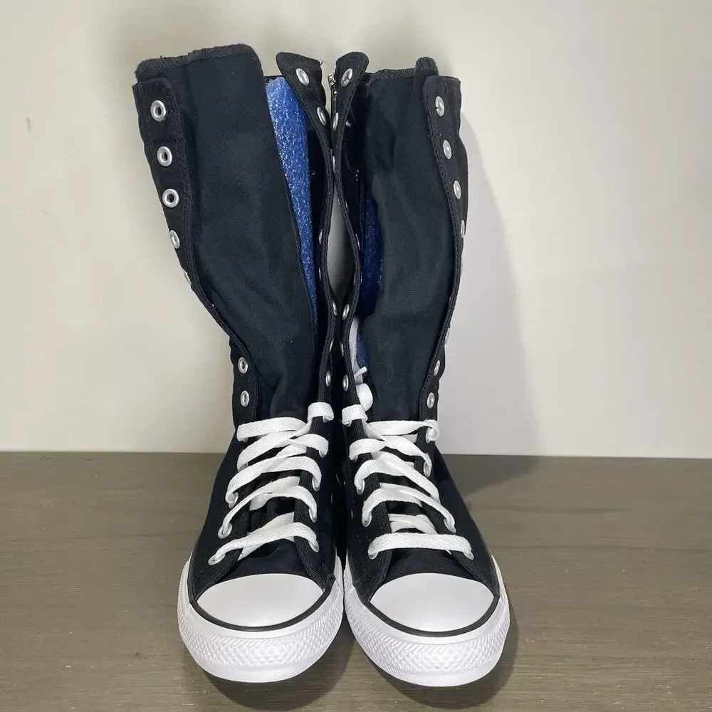 Converse Kids Size 3 Shoes NEW Knee High Chuck Taylor All Star XHi Black Zip Up